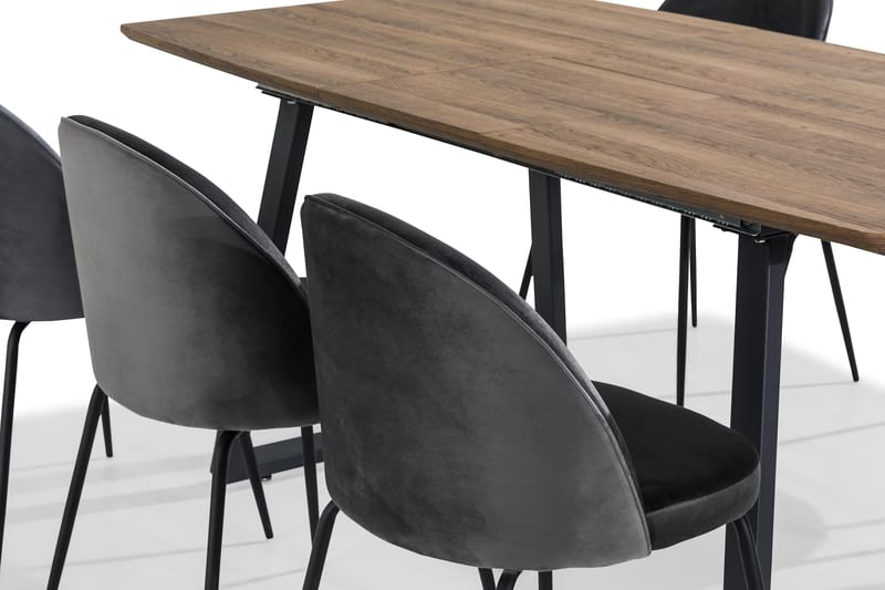 Marcelen Förlängningsbar Matgrupp 140 cm med 6 Felipe Stol - Brun/Grå/Svart - Möbler - Bord & matgrupper - Matgrupper