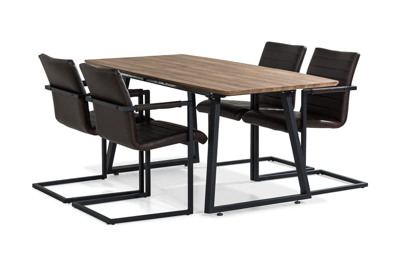 Marcelen Förlängningsbar Matgrupp 160 cm med 4 Nibe Stol - Brun/Mörkbrun - Möbler - Bord & matgrupper - Matgrupper
