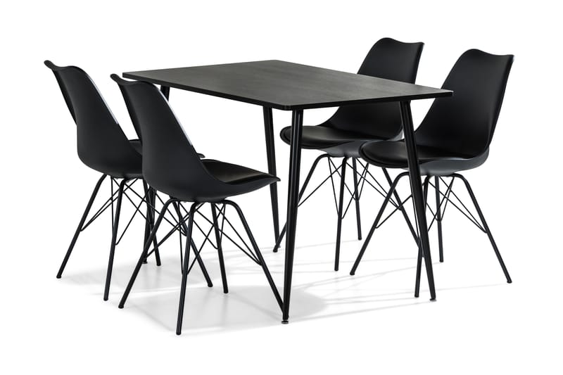 Marcelen Matgrupp 120 cm med 4 Nibe Stol - Brun/Svart - Möbler - Bord & matgrupper - Matgrupper