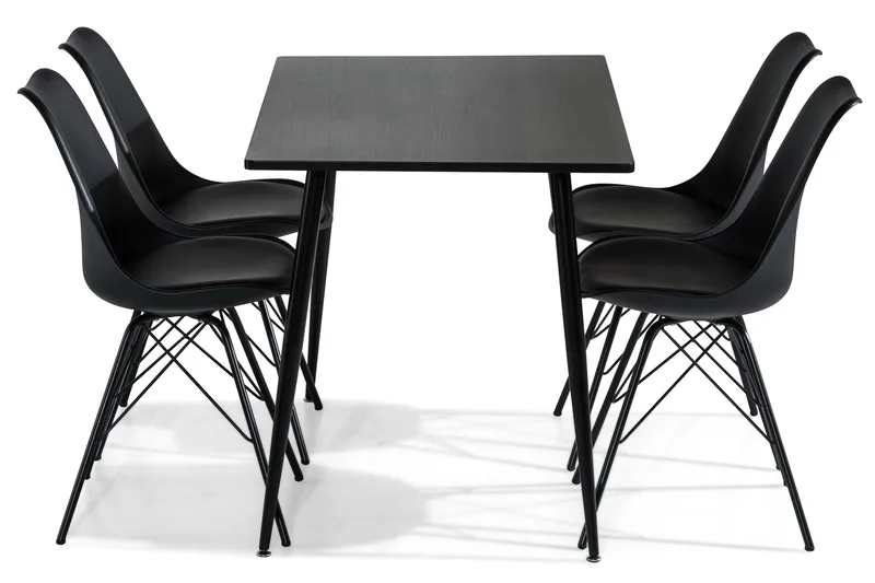 Marcelen Matgrupp 120 cm med 4 Nibe Stol - Brun/Svart - Möbler - Bord & matgrupper - Matgrupper