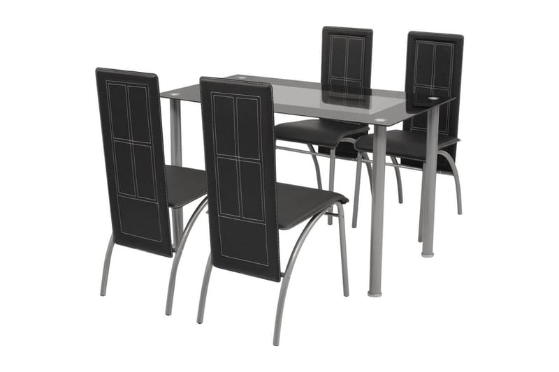 Matbord och stolar 5 delar svart - Svart - Matgrupper