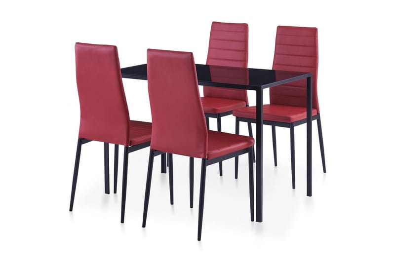 Matbord och stolar 5 delar vinröd - Röd - Möbler - Bord & matgrupper - Matgrupper