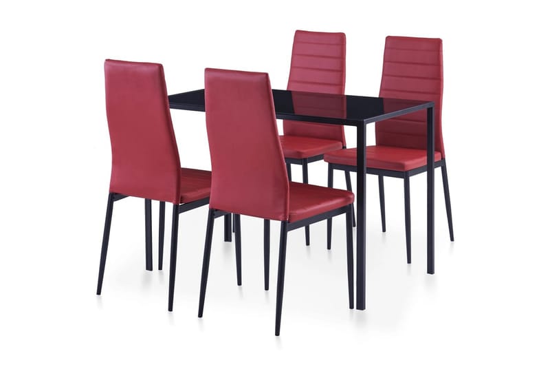 Matbord och stolar 5 delar vinröd - Röd - Matgrupper