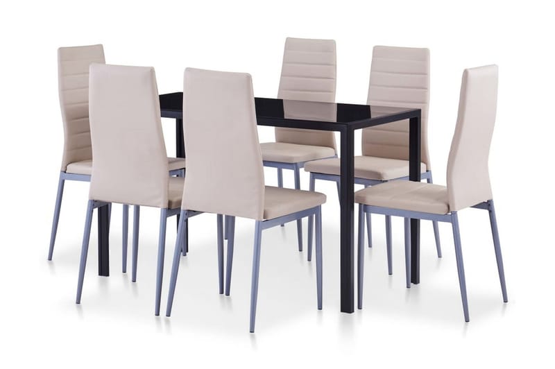 Matbord och stolar 7 delar cappuccino - Beige - Möbler - Bord & matgrupper - Matgrupper