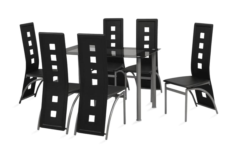 Matbord och stolar 7 delar svart - Svart - Matgrupper