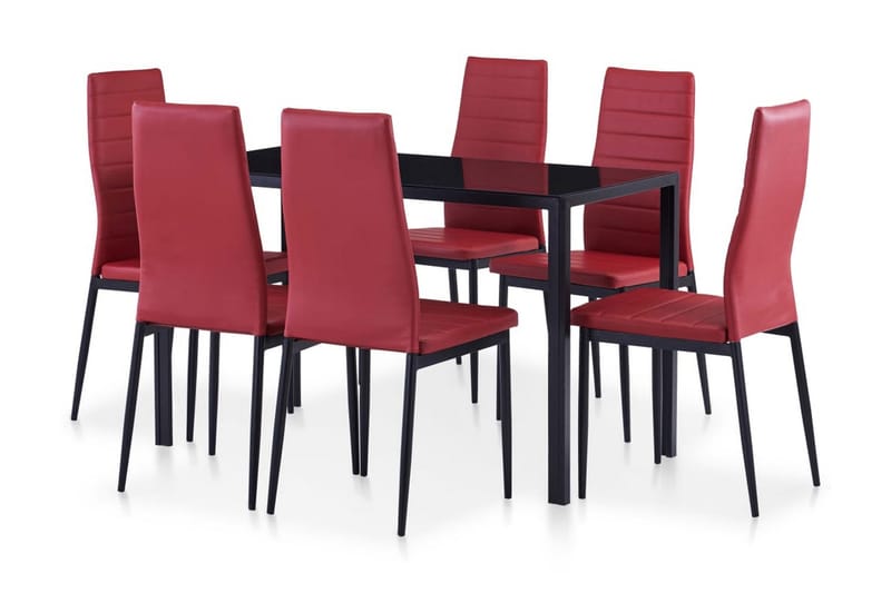 Matbord och stolar 7 delar vinröd - Röd - Matgrupper