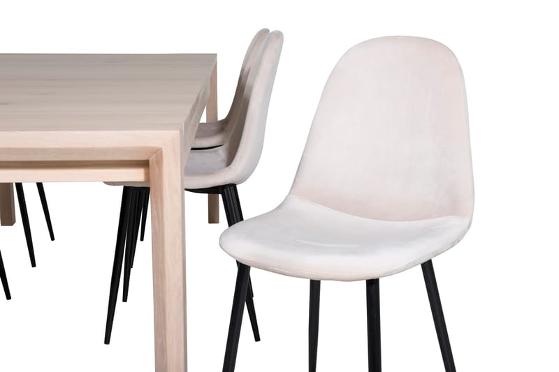 Matgrupp Algarmejo Förlängningsbar 170cm inkl 6 Pontus Stol - Vit/Svart/Beige - Möbler - Bord & matgrupper - Matgrupper