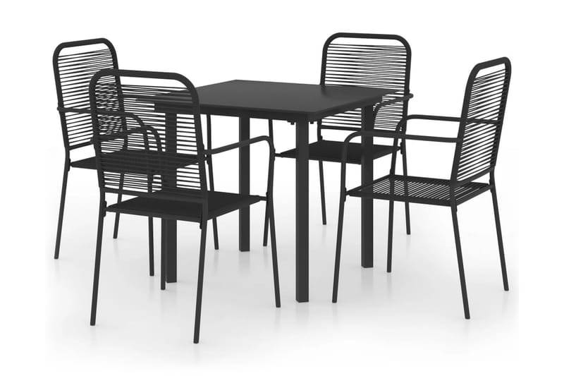 Matgrupp för trädgården 5 delar svart glas och stål - Svart - Möbler - Bord & matgrupper - Matgrupper