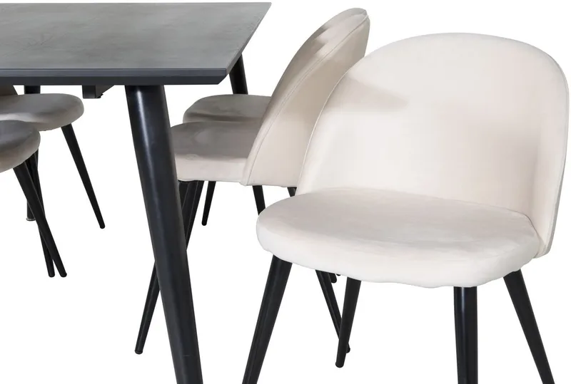 Matgrupp Slope 180x90 cm inkl 6 st Alice stolar - Svartbetsad ekfanér - Svartbetsad ekfanér/beige - Möbler - Bord & matgrupper - Matgrupper
