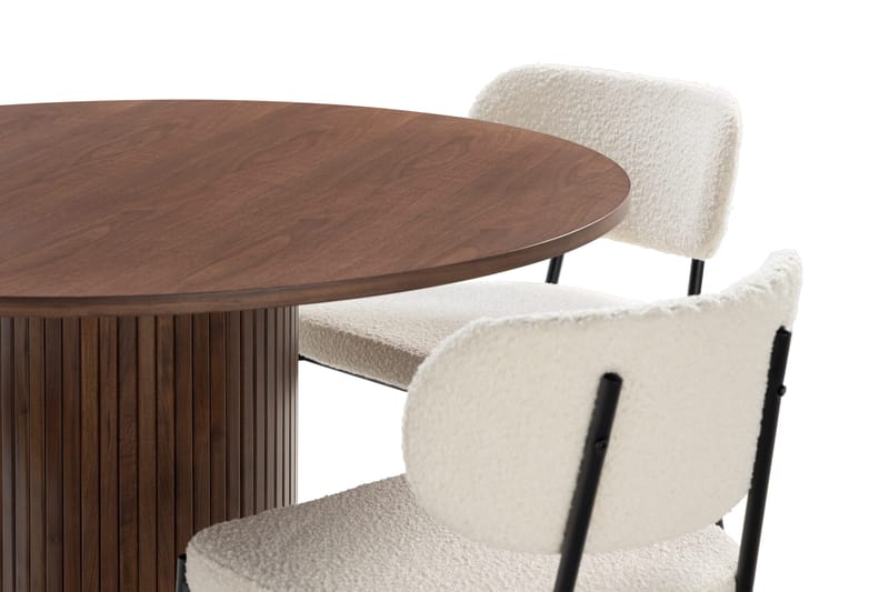 Noira Matbord 120 cm Massiv Valnöt Runt med 4st Gemmiano Mat - Brun - Möbler - Bord & matgrupper - Matgrupper