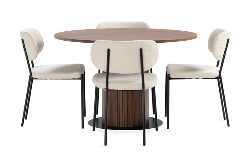 Noira Matbord 120 cm Massiv Valnöt Runt med 4st Gemmiano Mat - Brun - Möbler - Bord & matgrupper - Matgrupper