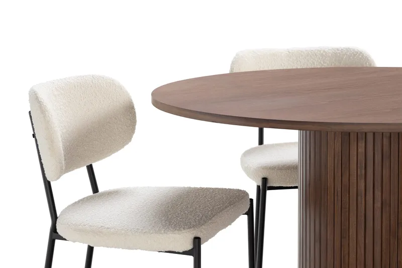 Noira Matbord 120 cm Massiv Valnöt Runt med 4st Gemmiano Mat - Brun - Möbler - Bord & matgrupper - Matgrupper