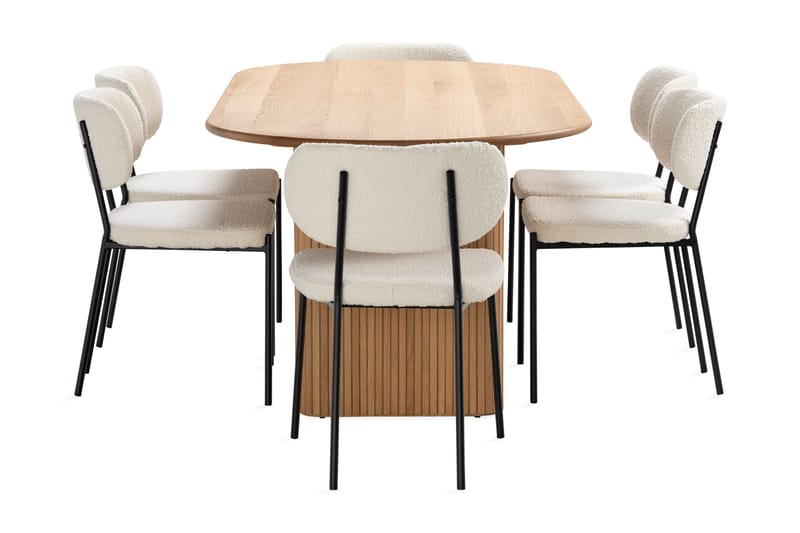 Noira Matbord 220 cm Ek med 6st Gemmiano Matstol - Natur - Möbler - Bord & matgrupper - Matgrupper