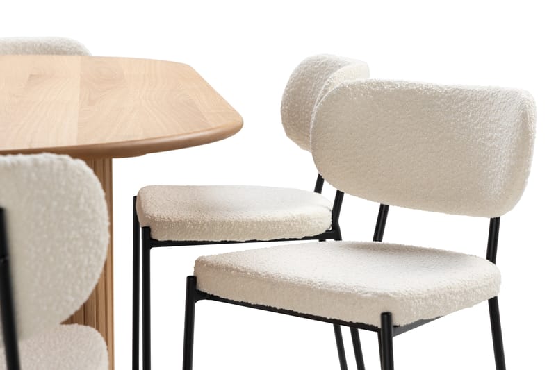 Noira Matbord 220 cm Ek med 6st Gemmiano Matstol - Natur - Möbler - Bord & matgrupper - Matgrupper