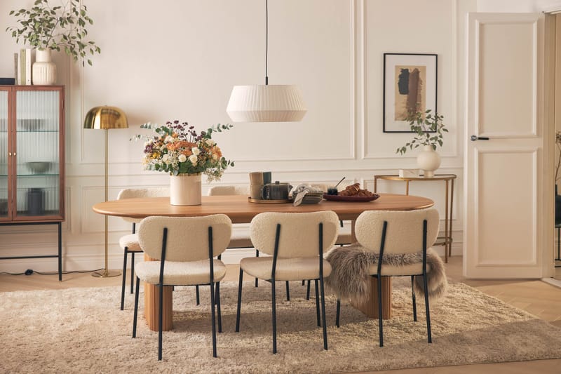 Noira Matbord 220 cm Massiv Ek med 6st Gemmiano Matstol - Natur - Möbler - Bord & matgrupper - Matgrupper