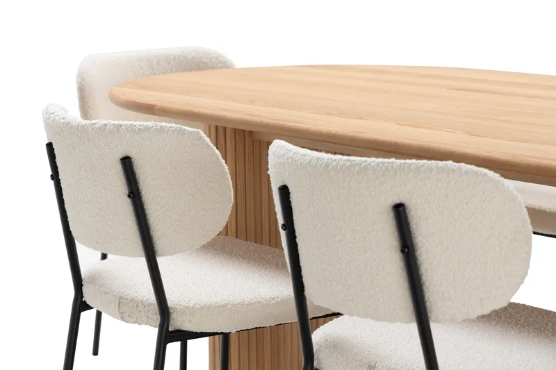 Noira Matbord 220 cm Massiv Ek med 6st Gemmiano Matstol - Natur - Möbler - Bord & matgrupper - Matgrupper