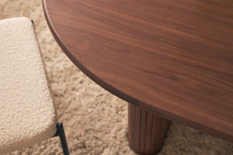 Noira Matbord 220 cm Massiv Valnöt med 6st Gemmiano Matstol - Brun / Teddy / Trä - Möbler - Bord & matgrupper - Matgrupper