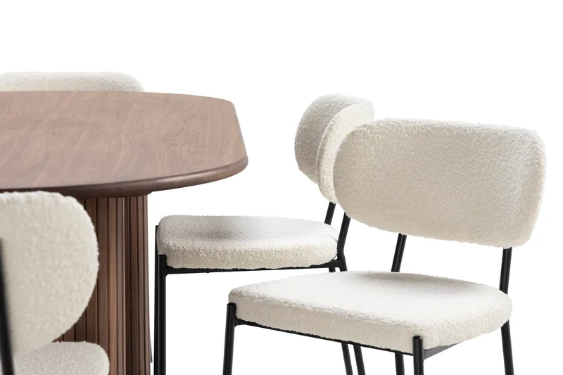 Noira Matbord 220 cm Massiv Valnöt med 6st Gemmiano Matstol - Brun / Teddy / Trä - Möbler - Bord & matgrupper - Matgrupper