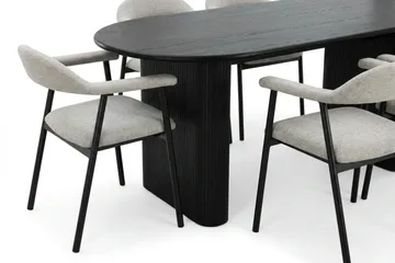 Noira Matgrupp 180 cm rektangulärt i Svart med 6 Ronja Matstolar - Beige/Svart - Möbler - Bord & matgrupper - Matgrupper