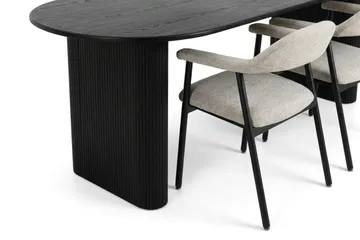 Noira Matgrupp 220-320 cm förlängningsbart i Svart med 6 Ronja Matstolar - Beige/Svart - Möbler - Bord & matgrupper - Matgrupper