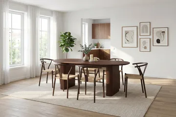 Noira Matgrupp rektangulärt 180 cm Valnöt med 6 Elysia Matstolar - Möbler - Bord & matgrupper - Matgrupper
