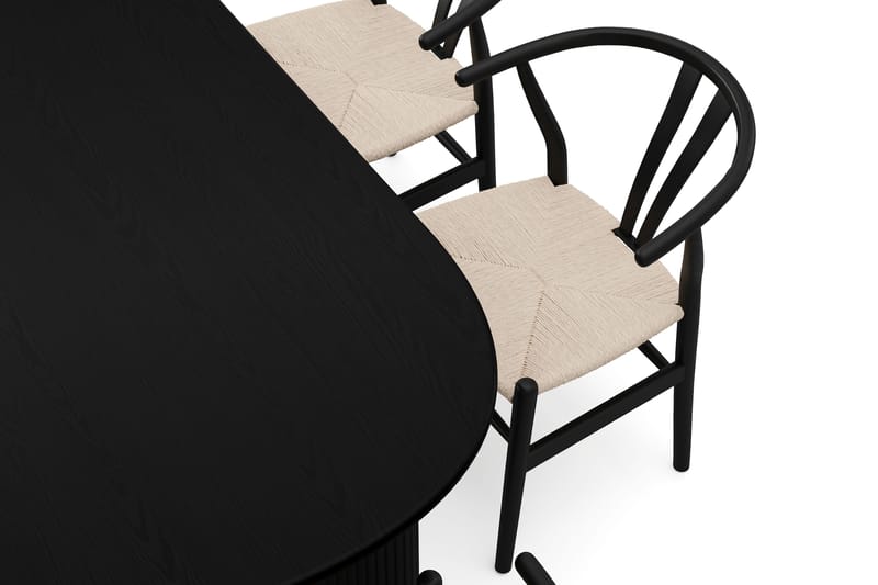 Noira Matgrupp rektangulärt 220 cm Svart med 6 Dastoori Matstolar - Svart - Möbler - Bord & matgrupper - Matgrupper