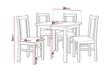 Patrickswell Kvadratisk Matgrupp 80x80 cm – Matbord med 4 Matstolar med Klädd Rygg i Trä - Mörkbrun|Grå - Möbler - Bord & matgrupper - Matgrupper