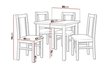 Patrickswell Kvadratisk Matgrupp 80x80 cm – Matbord med 4 Matstolar med Klädd Rygg i Trä - Mörkbrun|Mörkgrå - Möbler - Bord & matgrupper - Matgrupper