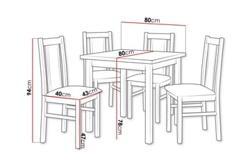 Patrickswell Kvadratisk Matgrupp 80x80 cm – Matbord med 4 Matstolar med Klädd Rygg i Trä - Mörkbrun|Olivgrön - Möbler - Bord & matgrupper - Matgrupper
