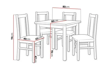 Patrickswell Kvadratisk Matgrupp 80x80 cm – Matbord med 4 Matstolar med Klädd Rygg i Trä - Vit|Brun - Möbler - Bord & matgrupper - Matgrupper