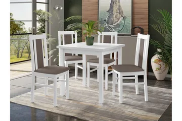 Patrickswell Kvadratisk Matgrupp 80x80 cm – Matbord med 4 Matstolar med Klädd Rygg i Trä - Vit|Gråbrun - Möbler - Bord & matgrupper - Matgrupper