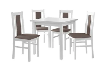 Patrickswell Kvadratisk Matgrupp 80x80 cm – Matbord med 4 Matstolar med Klädd Rygg i Trä - Vit|Gråbrun - Möbler - Bord & matgrupper - Matgrupper