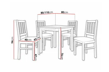 Patrickswell Kvadratisk Utdragbar Matgrupp 80–110 cm – Matbord med 4 Matstolar med Spjälrygg i Trä - Natur|Beige - Möbler - Bord & matgrupper - Matgrupper