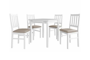 Patrickswell Kvadratisk Utdragbar Matgrupp 80–110 cm – Matbord med 4 Matstolar med Spjälrygg i Trä - Vit|Beige - Möbler - Bord & matgrupper - Matgrupper
