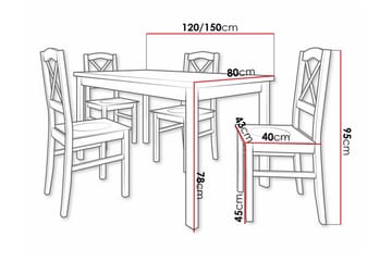 Patrickswell Rektangulär Utdragbar Matgrupp 120–150 cm – Matbord med Ekutseende och 4 Matstolar med Kryssrygg i Trä - Svart|Brun - Möbler - Bord & matgrupper - Matgrupper