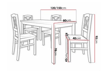 Patrickswell Rektangulär Utdragbar Matgrupp 120–150 cm – Matbord med Ekutseende och 4 Matstolar med Kryssrygg i Trä - Svart|Ljusbrun - Möbler - Bord & matgrupper - Matgrupper