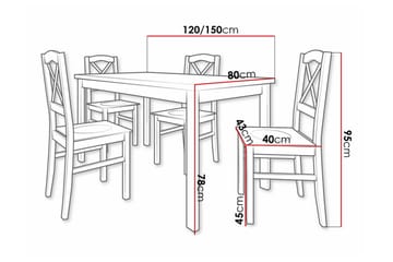 Patrickswell Rektangulär Utdragbar Matgrupp 120–150 cm – Matbord med Vit Skiva och 4 Matstolar med Kryssrygg i Trä - Svart - Möbler - Bord & matgrupper - Matgrupper
