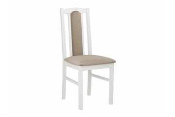 Patrickswell Rektangulär Utdragbar Matgrupp 140–180 cm – Matbord med 6 Matstolar med Klädd Rygg i Trä - Vit|Beige - Möbler - Bord & matgrupper - Matgrupper