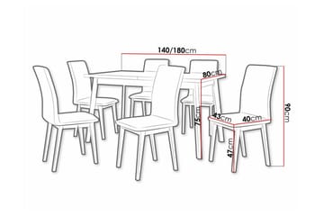 Patrickswell Rektangulär Utdragbar Matgrupp 140–180 cm – Matbord med Ekutseende och 6 Klädda Matstolar med Raka Ben - Svart|Beige|Natur - Möbler - Bord & matgrupper - Matgrupper