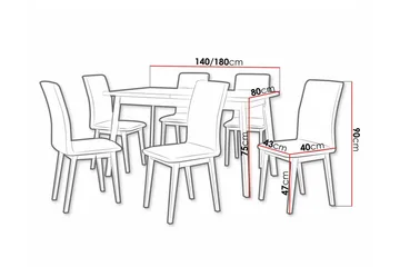 Patrickswell Rektangulär Utdragbar Matgrupp 140–180 cm – Matbord med Ekutseende och 6 Klädda Matstolar med Raka Ben - Svart|Brun|Natur - Möbler - Bord & matgrupper - Matgrupper