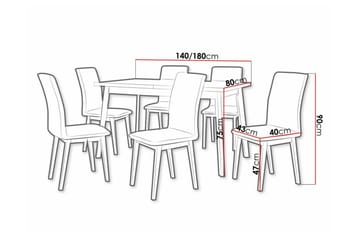 Patrickswell Rektangulär Utdragbar Matgrupp 140–180 cm – Matbord med Ekutseende och 6 Klädda Matstolar med Raka Ben - Svart|Grå|Brun - Möbler - Bord & matgrupper - Matgrupper
