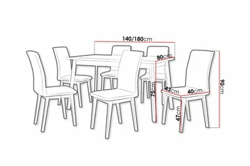 Patrickswell Rektangulär Utdragbar Matgrupp 140–180 cm – Matbord med Ekutseende och 6 Klädda Matstolar med Raka Ben - Svart|Gråbrun|Natur - Möbler - Bord & matgrupper - Matgrupper