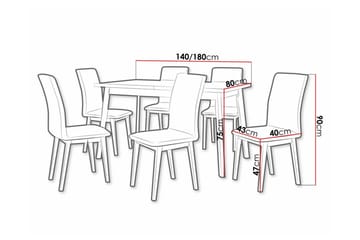 Patrickswell Rektangulär Utdragbar Matgrupp 140–180 cm – Matbord med Ekutseende och 6 Klädda Matstolar med Raka Ben - Svart|Natur - Möbler - Bord & matgrupper - Matgrupper