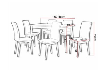 Patrickswell Rektangulär Utdragbar Matgrupp 140–180 cm – Matbord med Ekutseende och 6 Klädda Matstolar med Raka Ben - Svart|Olivgrön|Brun - Möbler - Bord & matgrupper - Matgrupper