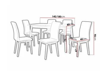 Patrickswell Rektangulär Utdragbar Matgrupp 140–180 cm – Matbord med Ekutseende och 6 Klädda Matstolar med Raka Ben - Svart|Olivgrön|Natur - Möbler - Bord & matgrupper - Matgrupper