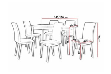 Patrickswell Rektangulär Utdragbar Matgrupp 140–180 cm – Matbord med Ekutseende och 6 Klädda Matstolar med Raka Ben - Vit|Brun|Natur - Möbler - Bord & matgrupper - Matgrupper