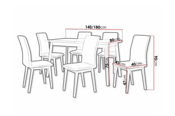 Patrickswell Rektangulär Utdragbar Matgrupp 140–180 cm – Matbord med Ekutseende och 6 Klädda Matstolar med Raka Ben - Vit|Gråbrun|Brun - Möbler - Bord & matgrupper - Matgrupper