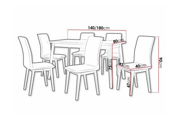 Patrickswell Rektangulär Utdragbar Matgrupp 140–180 cm – Matbord med Ekutseende och 6 Klädda Matstolar med Raka Ben - Vit|Olivgrön|Brun - Möbler - Bord & matgrupper - Matgrupper