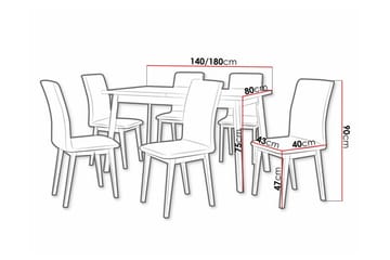 Patrickswell Rektangulär Utdragbar Matgrupp 140–180 cm – Matbord med Ekutseende och 6 Klädda Matstolar med Raka Ben - Vit|Olivgrön|Natur - Möbler - Bord & matgrupper - Matgrupper