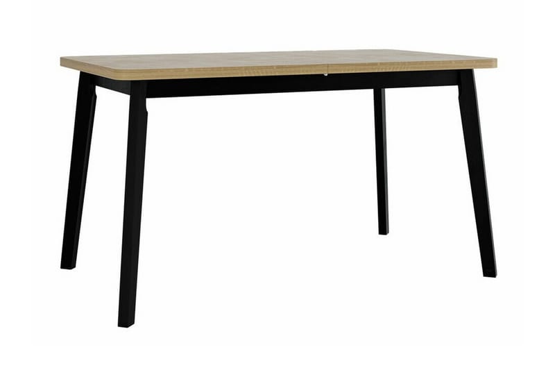 Patrickswell Rektangulär Utdragbar Matgrupp 140–180 cm – Matbord med Ekutseende och 6 Klädda Matstolar med Vinklade Ben - Svart|Beige|Ljusbrun - Möbler - Bord & matgrupper - Matgrupper